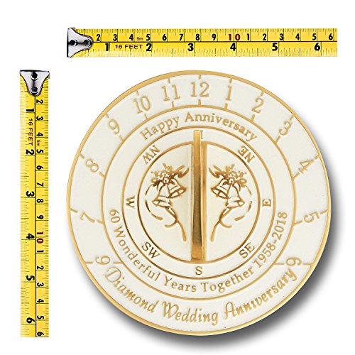The Metal Foundry 60th Diamond Wedding Anniversary 2018 Sundial Gift Idea is A Great Present for Him, for Her Or for A Couple to Celebrate 60 Years of Marriage