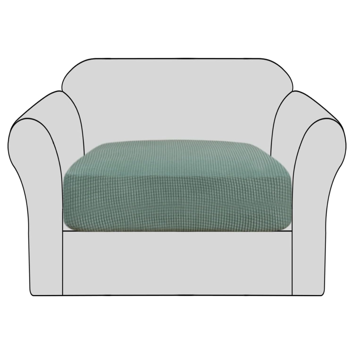 BellaHills Stretch Sofa Seat Cushion Cover Sofa Couch Cushion Furniture Protector Sofa Slipcover with Elastic Bottom Spandex Jacquard Fabric Small Checks(1 Piece, Sage)