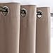 NICETOWN Insulated Blackout Curtains and Drapes - Microfiber Energy Saving Thermal Insulated Solid Grommet Blackout Draperies for Kitchen (1 Pair, 52 inches by 63 Inch, Taupe)