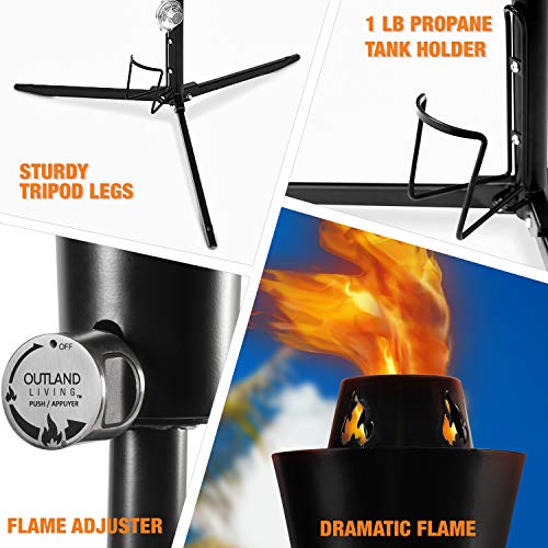Outdoor Gas Propane Torch - 71-Inch 7,000 BTU Portable Ambient Yard Lights for Backyard Deck Lighting (2-Pack/1 LB Propane Tank) - Thumbnail 2