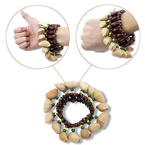 Nrpfell Handmade Nuts Shell Bracelet Handbell for Djembe African Drum Conga Percussion Accessories