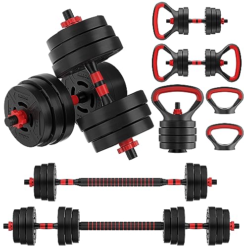 Photo 1 of Fitvids 60LB 4-in-1 Portable Changeable ?Adjustable Dumbbell? Set Barbell? Set and Kettlebell Set with Adjustable Weights