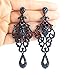 PAGEANT AUSTRIAN CRYSTAL RHINESTONE NAVY CHANDELIER DANGLE EARRINGS E2090NB
