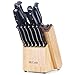 McCook MC26 14 Pieces FDA Certified High Carbon Stainless Steel kitchen knife set with Wooden Block, All-purpose Kitchen Scissors and Built-in Sharpener(Black)