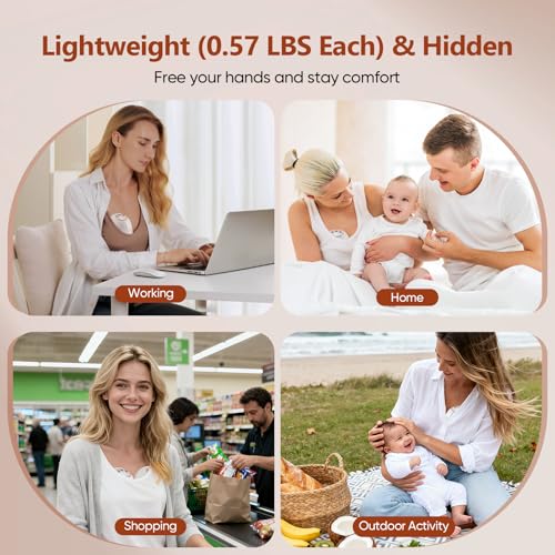 Electric Breast Pump, Hands Free Breast Pump with 4 Modes & 12 Levels, BPA Free, Quiet, Portable and Lightweight, 17/19/21/24mm Spout, Smart LED Display