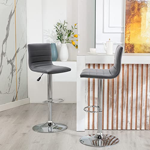 Vogue Furniture Direct PU Leather Bar Stools, Modern Square Adjustable