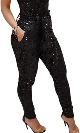 sequin high rise pants