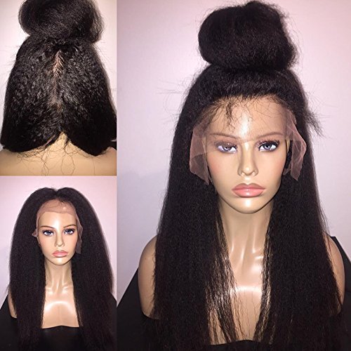 Foxys' Hair Unproceed Italian Yaki Full Lace Human Hair Wigs Mongolian Kinky Straight Human Hair wigs 130% Density (18