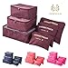 Pernulo 6 Sets Packing Cubes Set for Travel-Compression Travel Luggage Organizer-Travel Clothe Storage Bag-Travel Mesh Pouch-Travel Packing Organizer-Clothing Sorting Package- Travel Shoe BagRed Wine