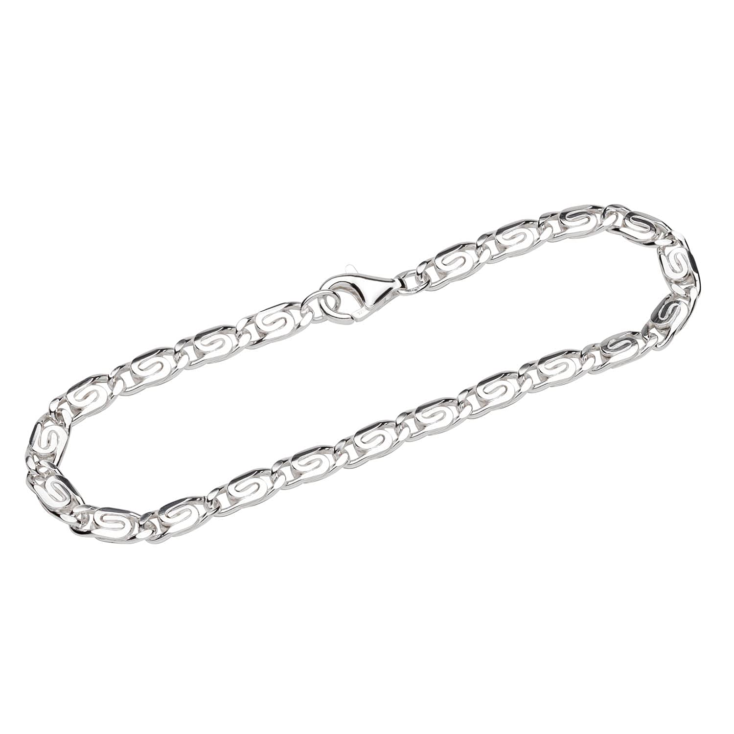NKlaus bracelet 925 Sterling Silver 19cm S curb chain oval pressed ladies bracelet chain fine 12624