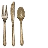 Creative Converting Premium Plastic Glitz Gold Glitter Cutlery - 96 Utensils Total