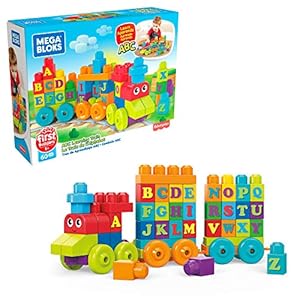 MEGA BLOKS Fisher Price Building Toy ABC Blocks, ABC Learning Train Learning Toy for Toddlers 1-3