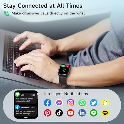 Gydom Smart Watch for Men & Women, Bluetooth Calling, Alexa Built-in, 1.8" HD Display, Fitness Tracker, Heart Rate & SpO2 Monitor, Sleep Tracking, 110+ Sports, IP68 Waterproof, iPhone & Android