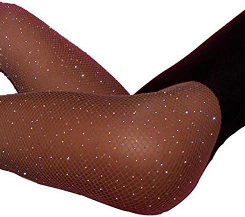Wotaken Women's Sexy High Waist Tight Sparkle Rhinestone Fishnet Stockings Pantyhose