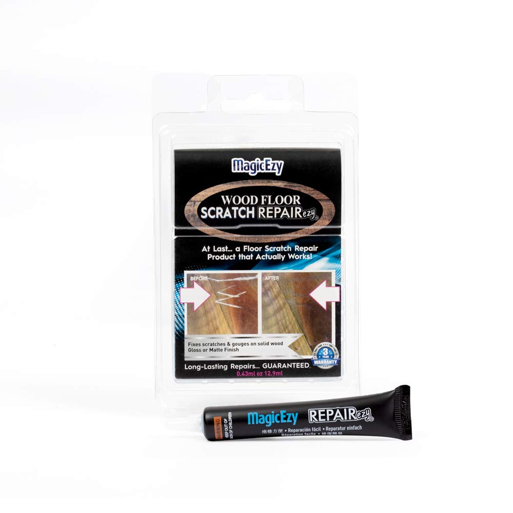 MagicEzy Wood Floor Scratch Repairezy – Easy Repairs for Scratches and Gouges in Polished Wood Floors and Furniture - Ultra Strong – Clear