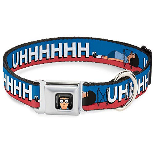 Dog Collar Seatbelt Buckle Tina Lying Down Uhhhhhh Blue Red White 13 to 18 Inch…