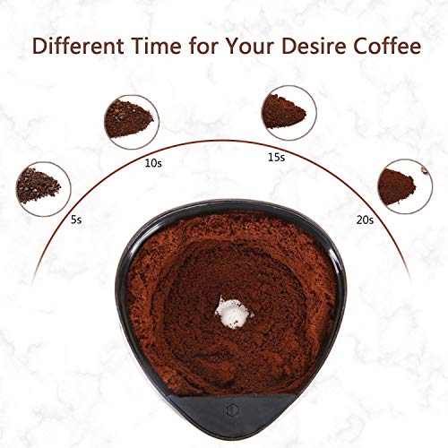 AIGOSTAR Coco- Electric Coffee Grinder with Stainless Steel Blades | Grinds Coffee Beans, Spices, Nuts and Grains | One-Touch, 60g, Black