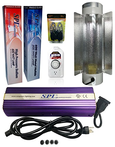 SPL Horticulture 600 Watt Grow Light Digital Dimmable HPS Mh System for Plants Air Cool Tube Set, 600-watt Kit