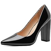HAOZHAOTOU Unisex Women's Men's High Heels Pointed Toe Pumps with Chunky Block Heels Dress Party Comfortable Shoes