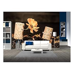 Concept Floral Present to Woman, Wine Cork Figures - Removable Wall Mural | Self-Adhesive Large Wallpaper - 66x96 inches
