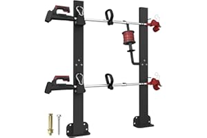 Koutemie 2 Place Weed Eater Rack for Open Trailer, Weedeater Rack with Lockable Hasp Mount on Landscape Trailer Truck, Enclosed Trimmer Rack Carrier with Trim Line Holder for Yard Lawn Tools Equipment