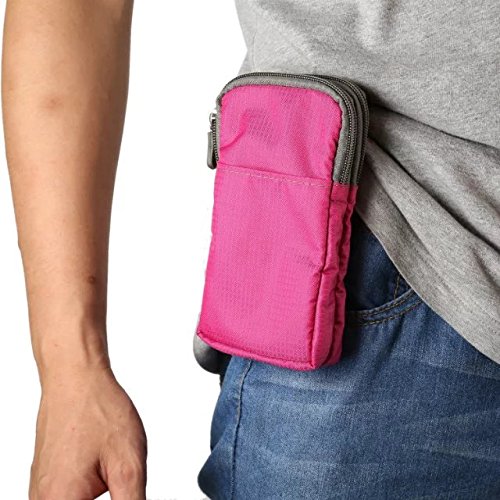 PT Universal Multipurpose Case Pouch Nylon Sporty Smartphone Holster Belt Clip Waist Bag for iPhone X XS XS MAX 8 7 6 Plus Samsung Galaxy S8 S9 Plus S7 Edge Note 8,9 (Pink) - Thumbnail 7
