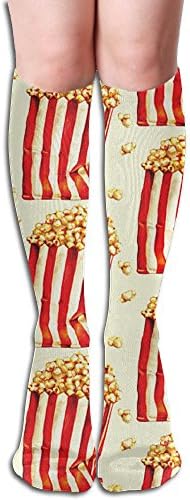 Men Womans Retro Cinema Popcorn Boots Socks Compression Crazy Ski Non Slip Socks Over The Calf Tube 50CM