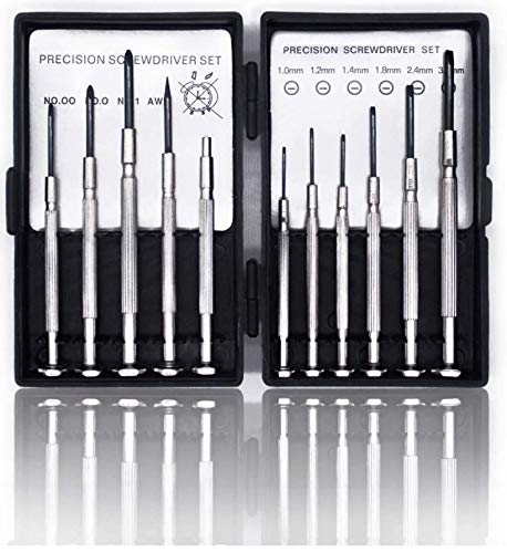 TIJAR 11Pcs Mini Screwdriver Set, Precision Screwdrivers with Mini Pocket Size Carrying Case, Perfect for Glasses, Watches, Remotes and Computers