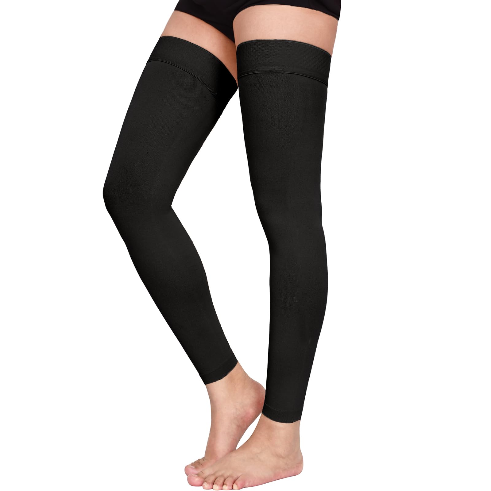 Photo 1 of Thigh High Compression Stockings Footless, 15-20mmHg Footless Compression Socks for Men & Women-Ideal for Athletic, Medical, Travel Use