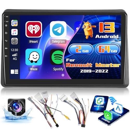 Inefala Radio for Renault Master 2019-2022 Android 15 (2+64G) with Wireless Carplay and Android Auto, 10.1'' Touch Screen Stereo Radio with Bluetooth 26UI EQ GPS FM/RDS SWC AHD Reverse Camera