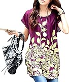 WomeWell Bohemia Women Floral Printed Blouse Oversize Short Sleeve Tops Dress