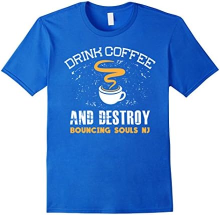 Men's Drink Coffee And Destroy Bouncing Soul Shirt Large Royal Blue