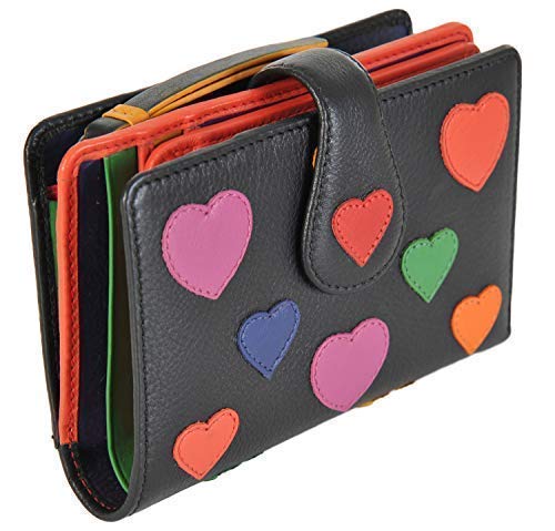 VISCONTI Soft Leather Womens RFID Protection Hearts Bifold Purse Wallet - Crush - LV4