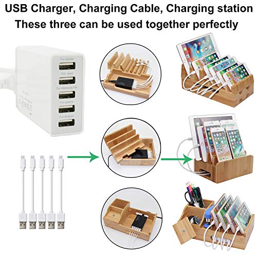 USB Charger 5-Port Desktop USB Charging Station with Multiple Port, 40W 8A Desktop USB Charging Station for Multiple Devices, Black Portable 5 Port USB Wall Charger for Cellphone, Tablet, Android Phon