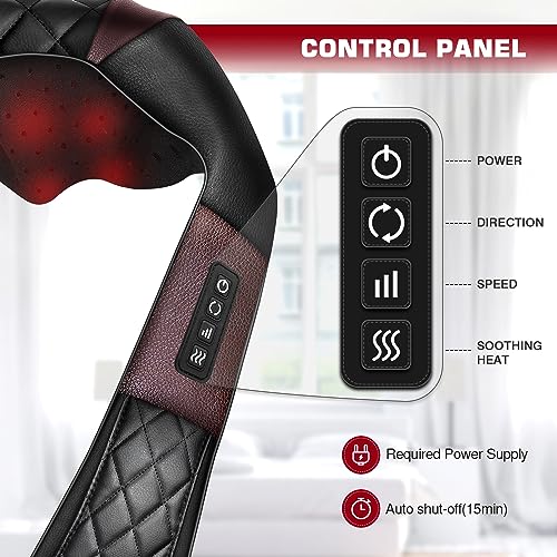 Neck Massager with Heat, Shiatsu Back Neck and Shoulder Massager - Gifts for Women/men/Mom/Dad - Electric Deeper Tissue 4D Kneading Massage, Use at Home, Office, Car