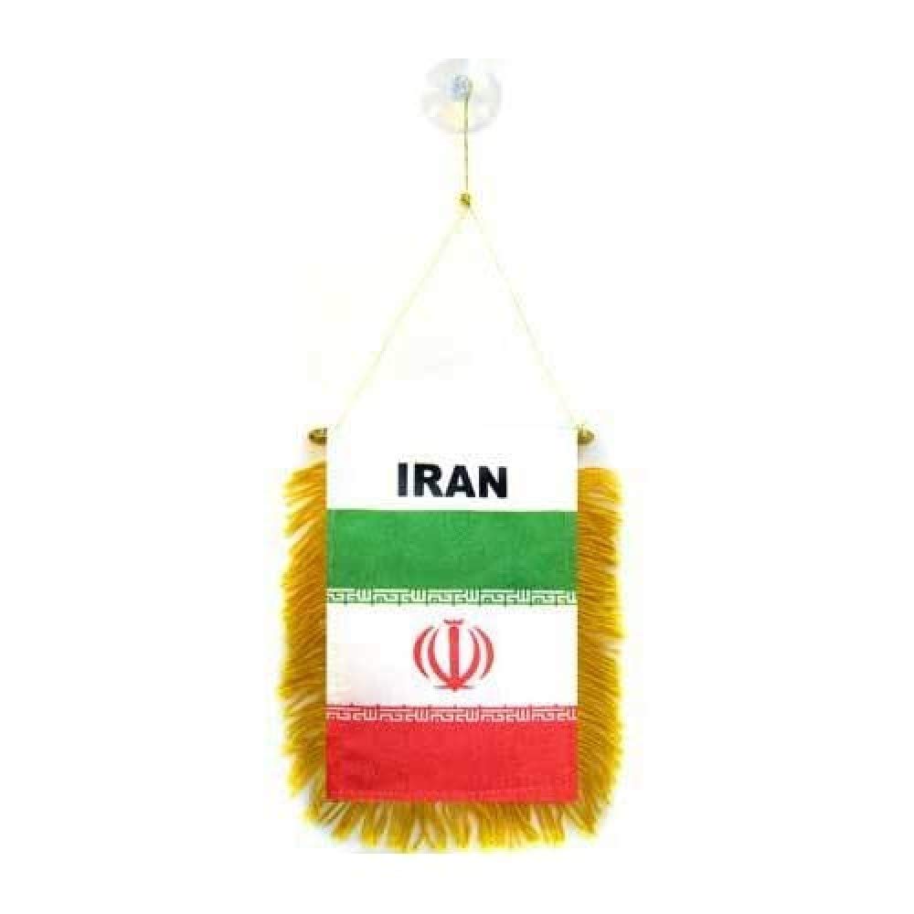 AZ FLAG - Iran Mini Banner - 6'' x 4'' - 100% Polyester Iranian - Persian Small Pennant for Car - Double-sided Flag with Suction Cup Hanger — image 1