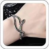 Zeshimb Green Crystal Snake Bracelet Open Snake Cuff Bangle Bracelet Adjustable Serpent Wrap Wirst Bracelet Silver Bendable Serpent Animal Cuff Bangle Hand Jewelry for Women