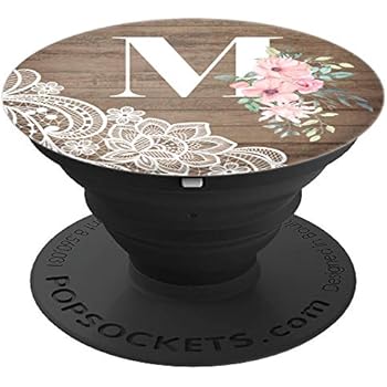 Lace Country Pink Flowers Monogram Name Initial Letter M