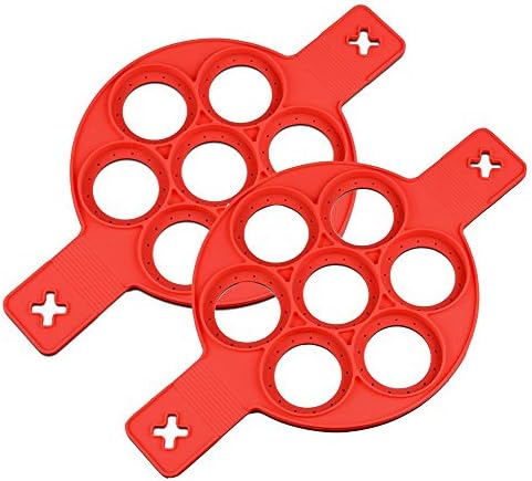 Pancake Mold, 2 Pcs Nonstick Silicone Pancake Ring Pancake Mold Egg Cooker Fired Egg Ring Egg Mold Egg Shaper Egg Maker