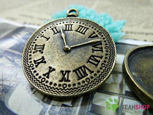 Antique Brass Pendants - Clock - 30mmx37mm - 5 PCS (JP100)