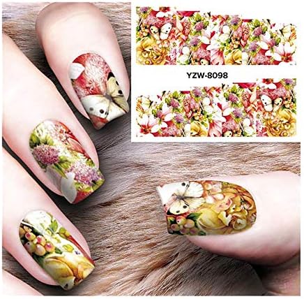 Hybei Nail art Stickers, Three-Dimensional Carving nail Stickers 3D Peacock Feather Pattern Natural Garden Flowers Self-Adhesive Manicure Stickers nail Stickers