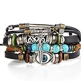 Rurah Bohemia Style Bracelets Multi-layer Charms Retro Blue Eyes Turquoise Bracelet for Women