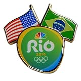 2016 NBC Rio Olympic Media Pin - Dual Flag Pin (USA & Brazil)