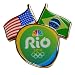 2016 NBC Rio Olympic Media Pin - Dual Flag Pin (USA & Brazil)