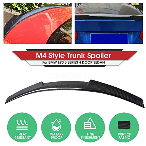 NO7RUBAN Rear Spoiler Fits for 2008-2012 BMW E90 M3 Sedan & 2006-2011 E90 3 Series Sedan Carbon Fiber Style Trunk Spoiler Wing M4 Type