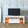 DMAITH TV Stand with LED Lights, 1 Drawer and Open Shelves High Gloss Entertainment Center Media Console Table Storage…