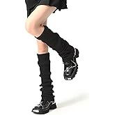 Vanleestar Leg Warmers for Women, 80s Party Ribbed Knit Dance Sports Women Juniors Neon Party Knitted Fall Winter Sports Yoga Pile of Socks (Black)