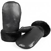 Zavelio Unisex Sheepskin Lined Leather Mittens – Warm Waterproof Shearling Cold Weather Winter Gloves for Men & Women