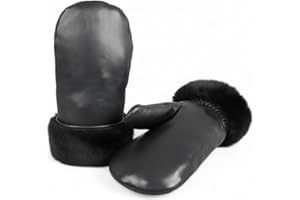 Zavelio Unisex Premium Shearling Sheepskin Fur Lined Leather Mittens