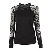 Froomer Women Turtle Neck Lace Long Sleeve Knitted Sweater For Club Party (Asian XXL/US 10-12, Black)